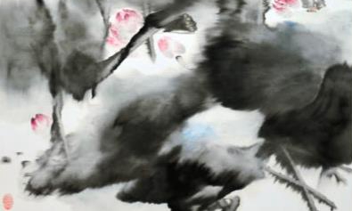 浓淡乾湿浑然一体，淡墨处如梦如幻